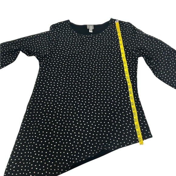 Chico’s Travelers Womens Black & White Polka Dot Asymmetrical Knit Top Artsy M - Picture 11 of 12